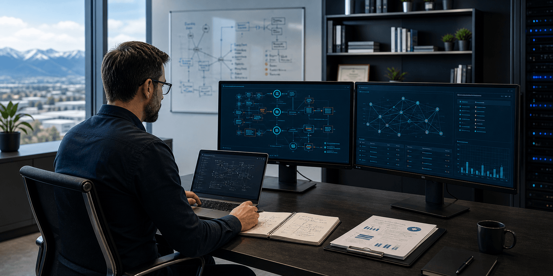 Authorized penetration testing workspace with scoped validation and evidence review displays